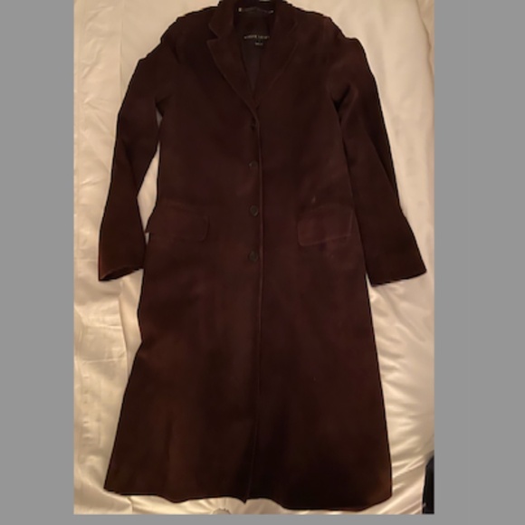 Vintage Suede Coat Chocolate Brown Ralph Lauren (size 8) - Picture 2 of 6